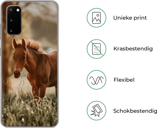 Coque Samsung Galaxy S20 - Cheval - Lumière - Prairie - Coque de téléphone en Siliconen