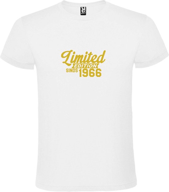 Wit T-Shirt met “ Limited edition sinds 1966 “ Afbeelding Goud Size L