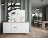 Meubel Square - Dressoir SINDI - Wit - Eiken - 150cm - Scandinavische stijl - Commode - Kast