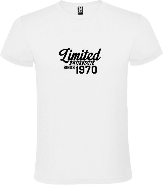 Wit T-Shirt met “ Limited edition sinds 1970 “ Afbeelding Zwart Size XXXXXL