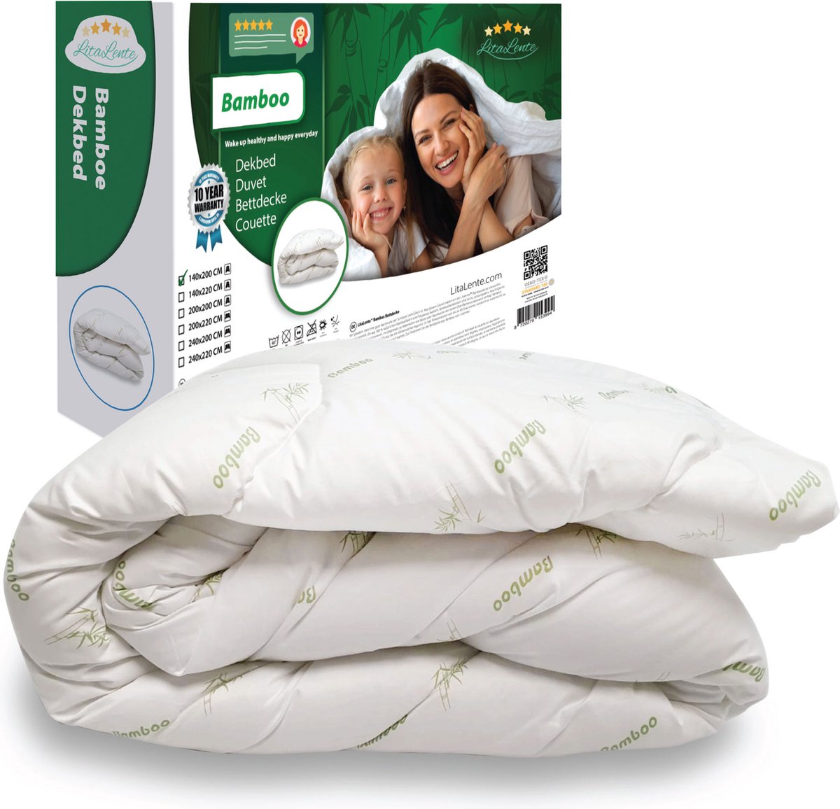 BIO Bamboe Dekbed - Anti allergisch 100% wasbare - verkoelend - vochtregulerend 240 x 220 cm