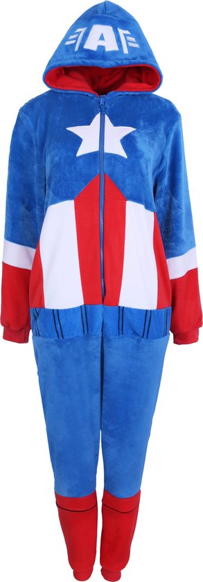 Captain America Marvel - Witte, rode en blauwe pyjama uit één stuk / XS-S