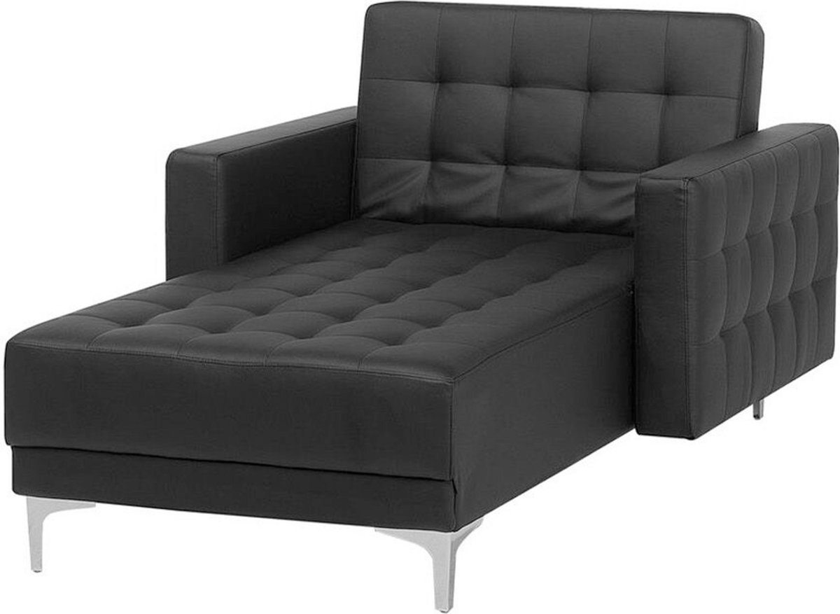 Beliani ABERDEEN Chaise Longue Zwart Kunstleer