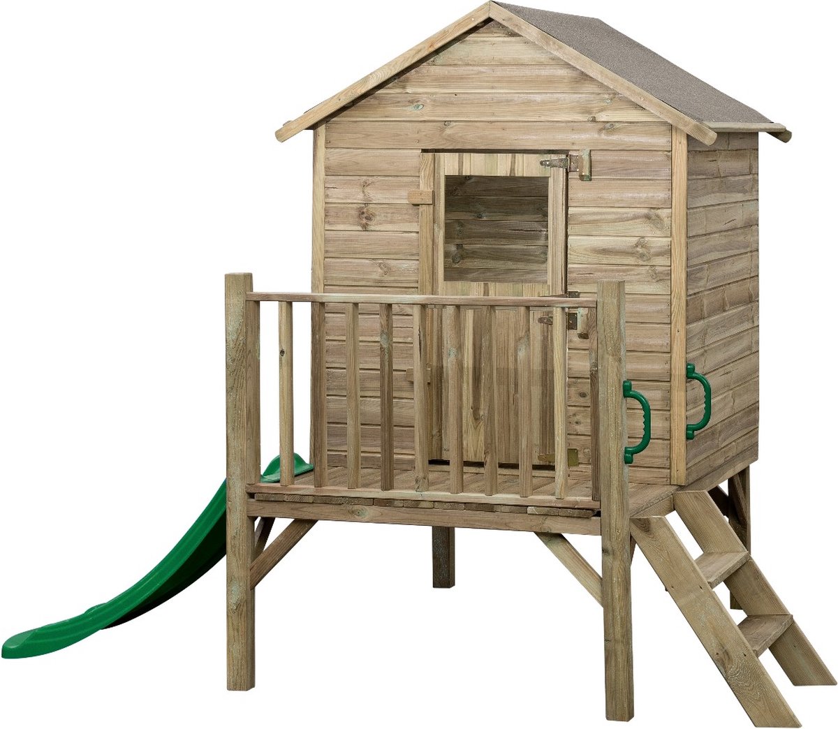 Houten speelhuisje Guillem met glijbaan 177x184x210cm