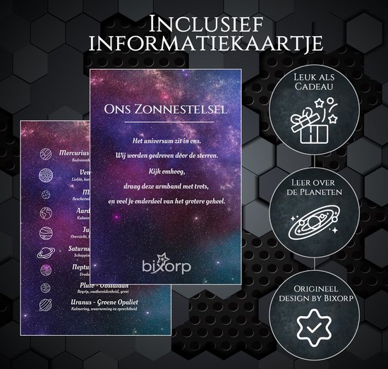 Bixorp Stars - Bracelet en Pierre Naturelle du Système Solaire, avec toutes les Planètes - Pierres Précieuses - Bracelet Chakra - 22cm