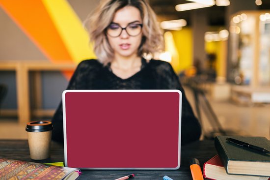 Sticker ordinateur portable - 12,3 pouces - Marron - Rouge - Motifs