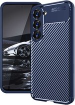 iMoshion Hoesje Geschikt voor Samsung Galaxy S23 Plus Hoesje Siliconen - iMoshion Carbon Softcase Backcover - Blauw