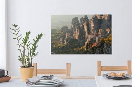 Lever du soleil aux monastères des Météores en Grèce Toile 60x40 cm - Tirage photo sur toile (Décoration murale salon / chambre)