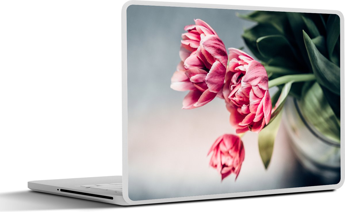 Laptop sticker - 17.3 inch - Bloemen - Tulpen - Roze - 40x30cm - Laptopstickers - Laptop skin - Cover