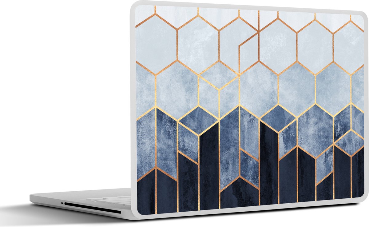 Laptop sticker - 13.3 inch - Hexagon - Gold - Luxe - Patronen - 31x22,5cm - Laptopstickers - Laptop skin - Cover