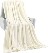 fleece deken - hoogwaardige deken, zachte deken, microvezeldeken als bankhoes, sprei, plaid of woonkamerdeken, 150 x 200 cm - wit