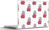 Laptop sticker - 15.6 inch - Pinguïn - Sneeuw - Brief - Kerst - Patronen - 36x27,5cm - Laptopstickers - Laptop skin - Cover