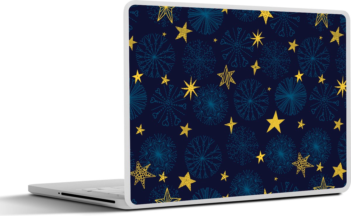 Laptop sticker - 14 inch - Sterren - Sneeuw - Patronen - Kerst - 32x5x23x5cm - Laptopstickers - Laptop skin - Cover - Kerst - Cadeau - Kerstcadeau voor mannen en voor vrouwen