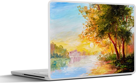 Laptop sticker - 15.6 inch - Natuur - Schilderij - Boom - Water - 36x27,5cm - Laptopstickers - Laptop skin - Cover