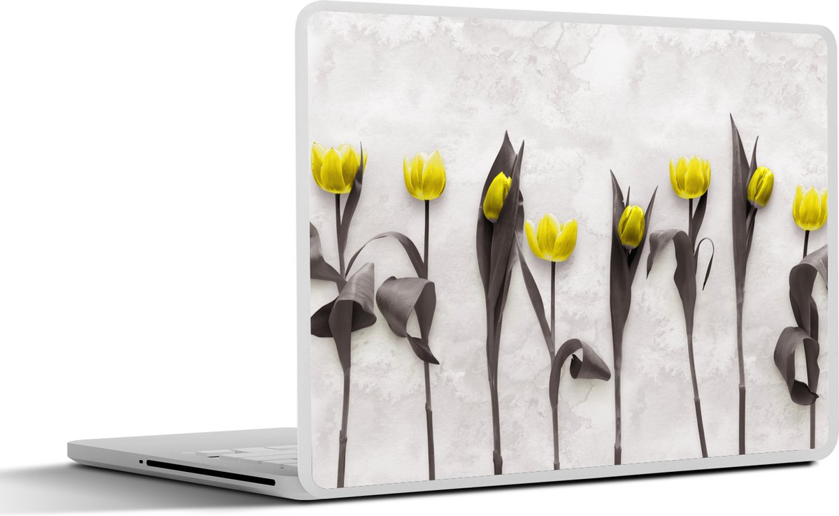 Laptop sticker - 12.3 inch - Bloemen - Tulpen - Marmer print - 30x22cm - Laptopstickers - Laptop skin - Cover