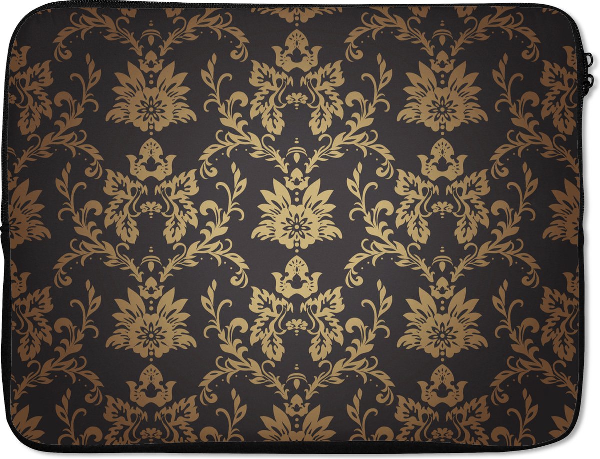 Laptophoes 15.6 inch - Bloemen - Licht - Vintage - Laptop sleeve - Binnenmaat 37x26 cm - Zwarte achterkant
