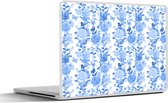 Laptop sticker - 14 inch - Bloemen - Rozen - Blauw - 32x5x23x5cm - Laptopstickers - Laptop skin - Cover