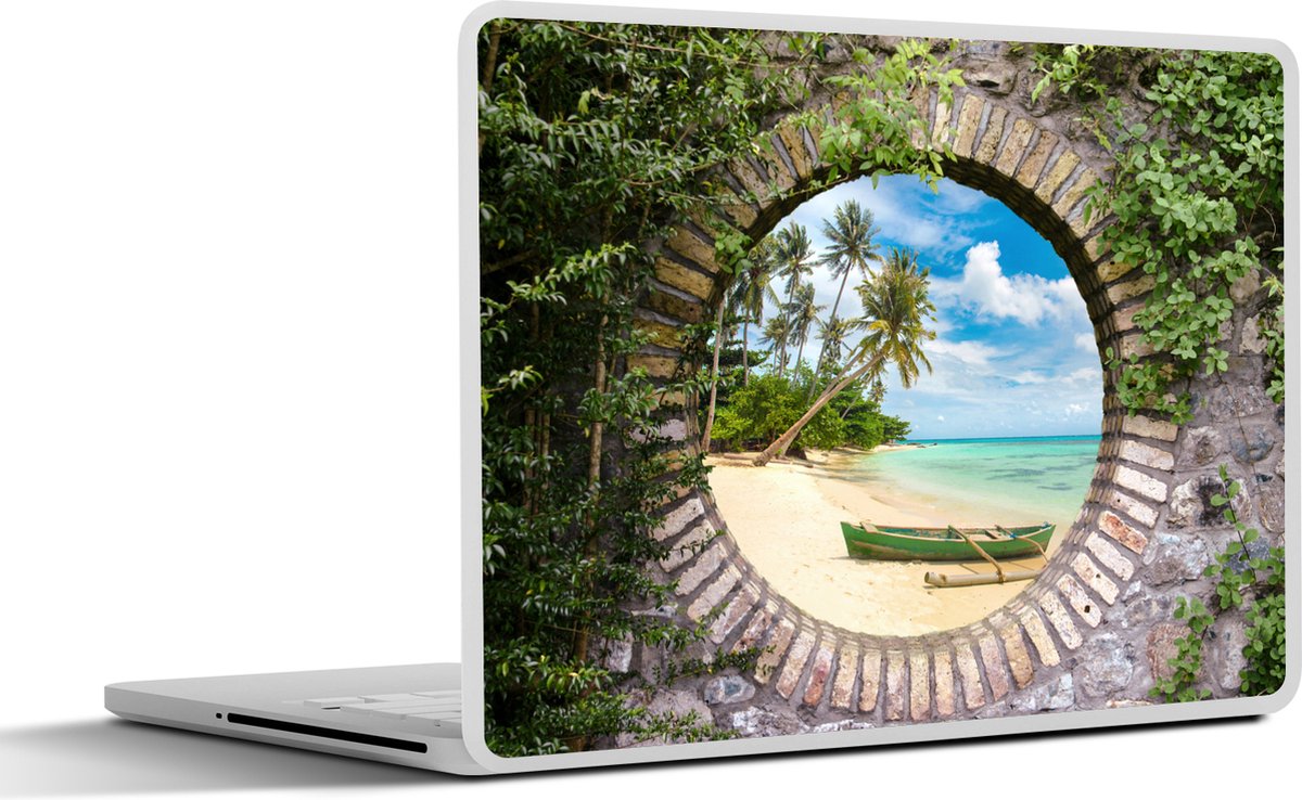 Laptop sticker - 14 inch - Strand - Palmboom - Doorkijk - Kano - 32x5x23x5cm - Laptopstickers - Laptop skin - Cover