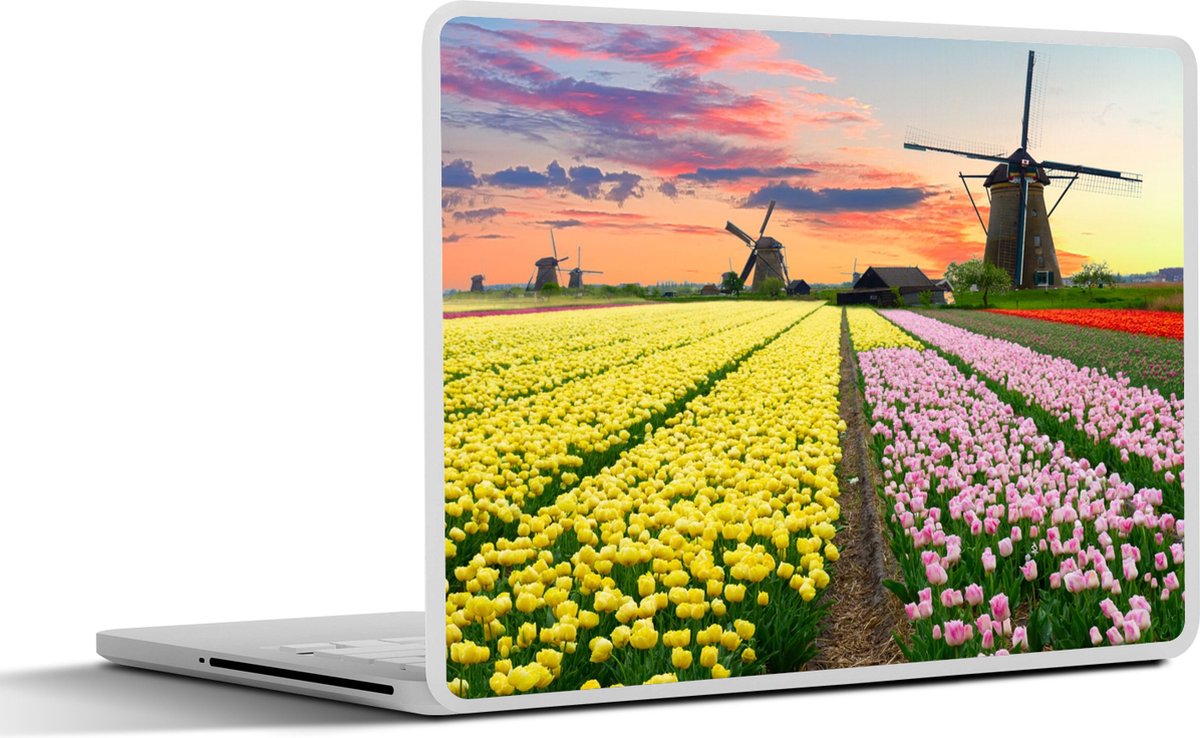Laptop sticker - 11.6 inch - Windmolen - Tulpen - Bloemen - Nederland - 30x21cm - Laptopstickers - Laptop skin - Cover