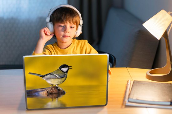 Laptop sticker - 10.1 inch - Koolmees - Vogel - Water - 25x18cm - Laptopstickers - Laptop skin - Cover