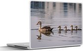 Laptop sticker - 10.1 inch - Eend - Water - Vogel - Bruin - 25x18cm - Laptopstickers - Laptop skin - Cover