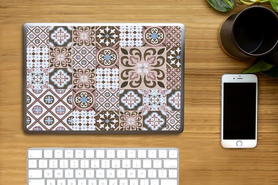 Sticker pour ordinateur portable - 14 pouces - Motifs - Vintage - Marron - Fleurs - Formes - 32x5x23x5cm - Autocollants pour ordinateur portable - Skin pour ordinateur portable - Housse