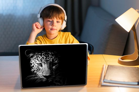 Autocollant pour ordinateur portable - 10,1 pouces - Panthère - Animaux sauvages - Zwart et blanc - Animaux - 25x18cm - Autocollants pour ordinateur portable - Peau pour ordinateur portable - Couverture