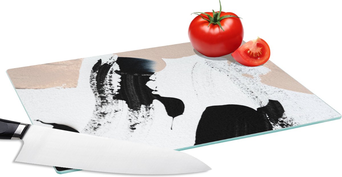 Glazen Snijplank - 28x20 - Zwart - Abstract - Design - Snijplanken Glas