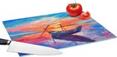 Glazen Snijplank - 39x28 - Schilderij - Boot - Olieverf - Water - Snijplanken Glas