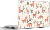Laptop sticker - 12.3 inch - Lama - Patronen - Cactus - 30x22cm - Laptopstickers - Laptop skin - Cover