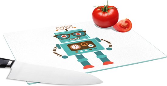 Planche à découper en Verres - 28x20 - Robot - Lunettes - Engrenages - Visage - Garçons - Kids - Planches à découper en Glas