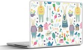 Laptop sticker - 14 inch - Patronen - Konijn - Lente - Tuin - 32x5x23x5cm - Laptopstickers - Laptop skin - Cover
