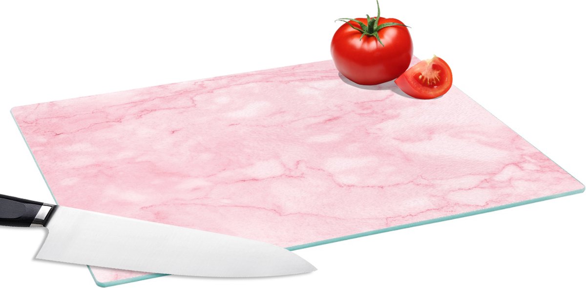 Glazen Snijplank - 39x28 - Marmer - Roze - Textuur - Chic - Snijplanken Glas
