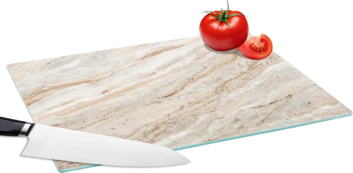 Glazen Snijplank - 39x28 - Marmer - Stenen - Kwarts - Textuur - Snijplanken Glas