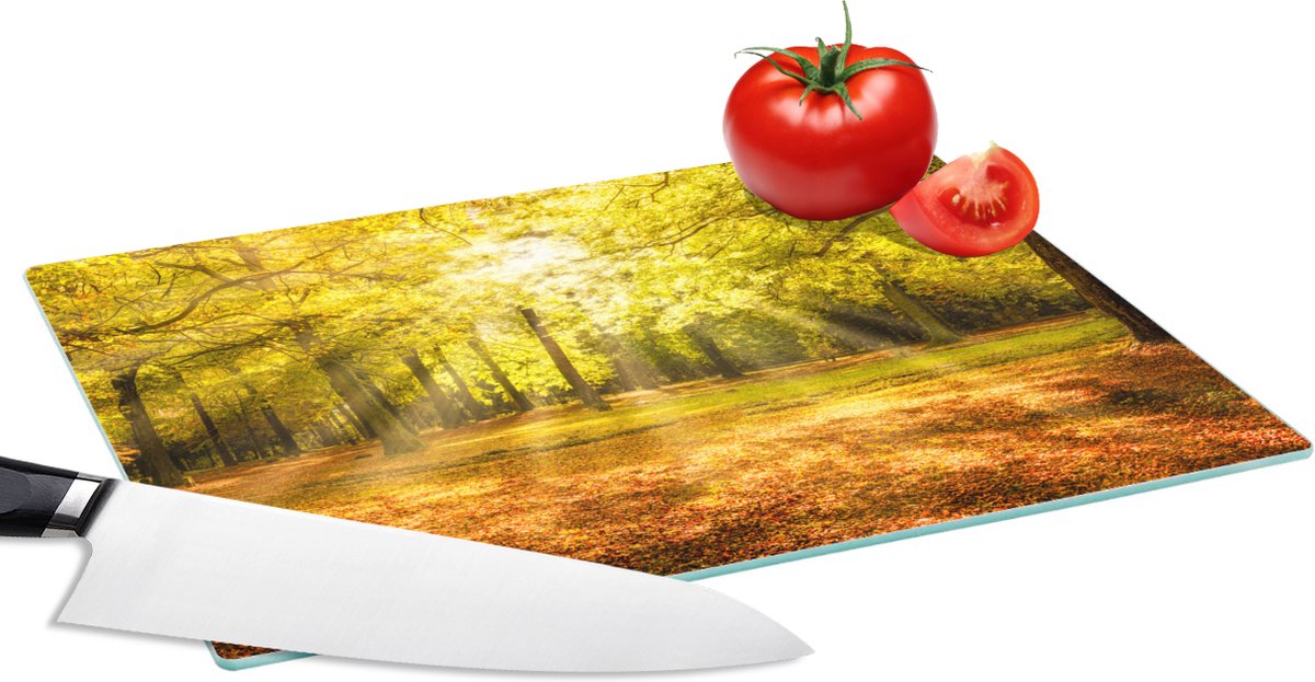 Glazen Snijplank - 28x20 - Boom - Natuur - Zon - Landschap - Bos - Snijplanken Glas