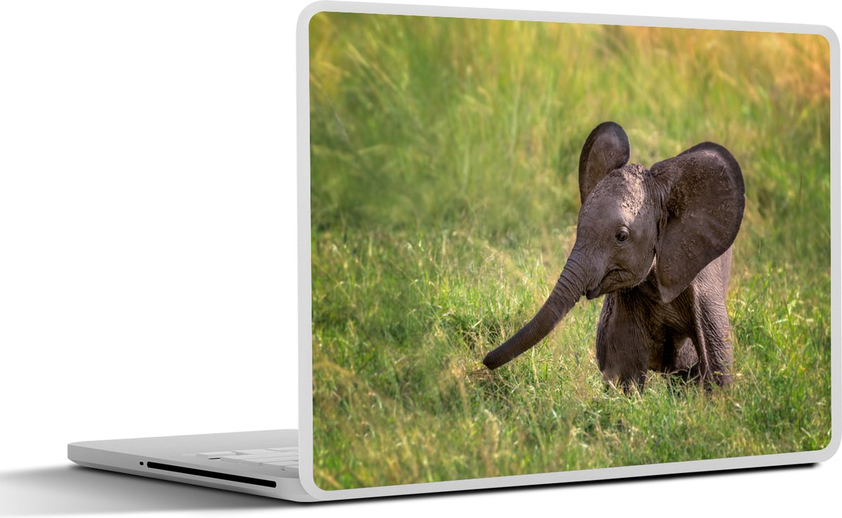 Laptop sticker - 12.3 inch - Olifant - Baby - Kalf - 30x22cm - Laptopstickers - Laptop skin - Cover