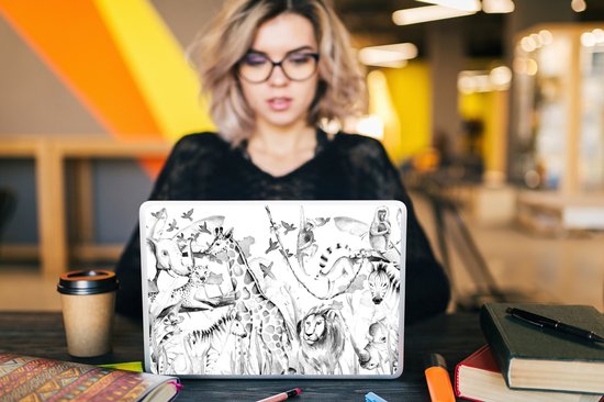 Autocollant pour ordinateur portable - 31,8 cm (13,3 pouces) - Aquarelle - Animaux - Jungle - Garçons - Filles - Enfants - 31 x 22,5 cm - Autocollants pour ordinateur portable - Protection pour ordinateur portable