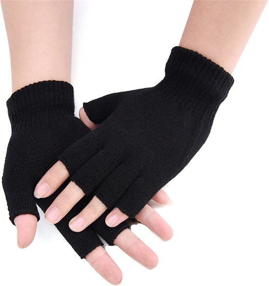 Handschoenen - Vingerloze handschoenen - Handschoenen zonder vingers - Vingerloos - Wanten - Winter handschoen - Zwart