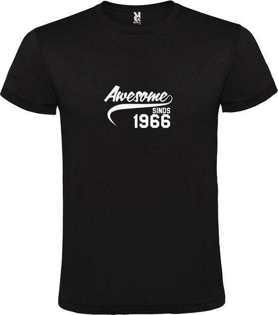 T-Shirt Zwart avec Image «Awesome depuis 1966 » Wit Taille XS