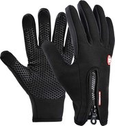 Fietshandschoenen Winter - Handschoenen - Sport Handschoenen Met Rits - Touchscreen Telefoon - Anti Slip Gloves - Heren / Dames - Maat S - Zwart