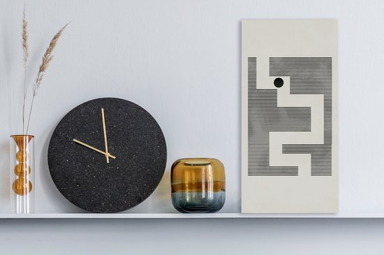 Canvas schilderij 20x40 cm - Wanddecoratie Doolhof - Abstract - Minimalisme - Muurdecoratie woonkamer - Slaapkamer decoratie - Kamer accessoires - Schilderijen op canvas