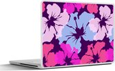 Laptop sticker - 10.1 inch - Pastel - Hibiscus - Bloem - Hawaii - Design - 25x18cm - Laptopstickers - Laptop skin - Cover