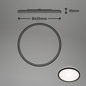 Schematische tekening van een ronde zwarte lamp. Diameter 42cm, hoogte 35mm.