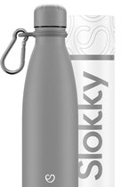 Slokky - Mono Grey Thermosfles, Dop & Karabijnhaak - 500ml