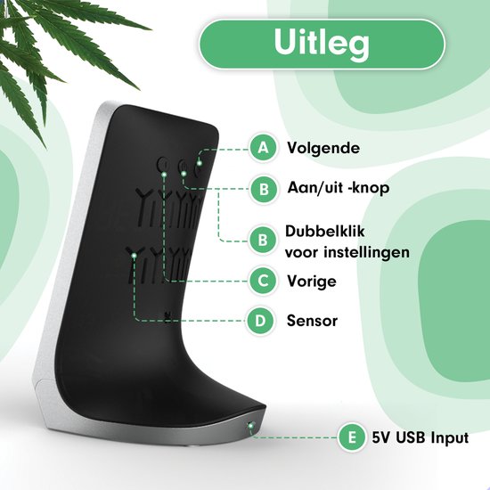 5 in 1 Luchtkwaliteitsmonitor TVOC HCHO Temperatuur Vochtigheid CO2 Meter, USB Oplaadbare CO2 Detector Wit