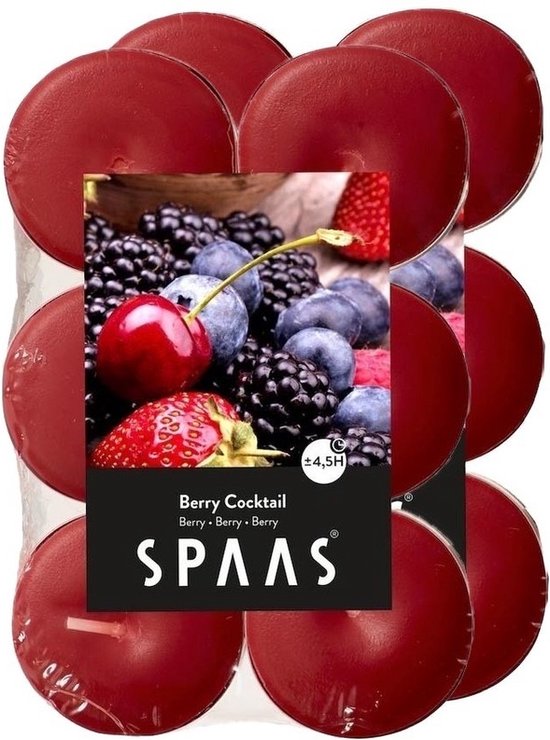 24x bougies à thé parfumées Berry Cocktail 4,5 heures de combustion - bougies parfumées parfum fruits des bois - bougies chauffe-plat