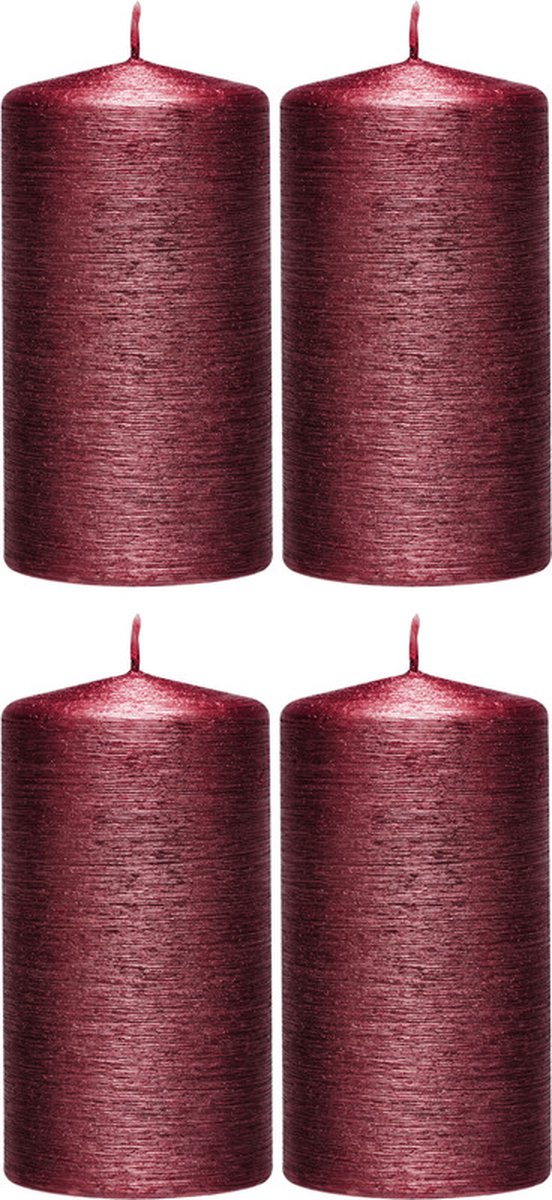 Enlightening Candles 4x Rode cilinderkaarsen/stompkaarsen 7 x 13 cm 25 branduren - Geurloze kaarsen rood - Woondecoraties