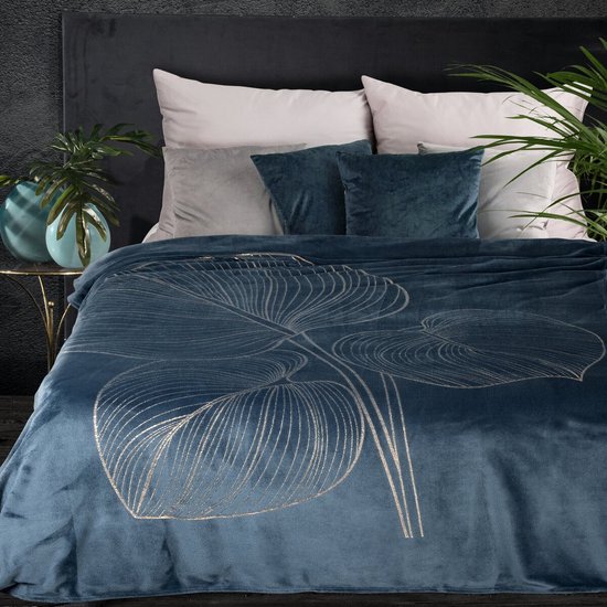 Oneiro’s Luxe Plaid BLANCA blauw - 150 x 200 cm - wonen - interieur - slaapkamer - deken – cosy – fleece - sprei