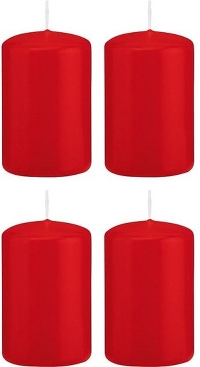 Trend Candles Cilinderkaarsen/stompkaarsen - set 20x - rood - 5 x 8 cm - 18 branduren