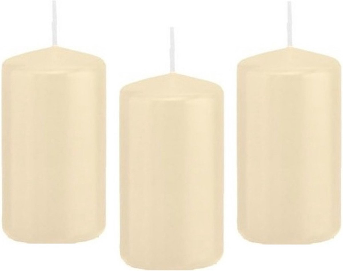 Trend Candles Cilinderkaars/stompkaars - 8x - cremewit - 5 x 10 cm - 23 branduren - met brandvertragende folie